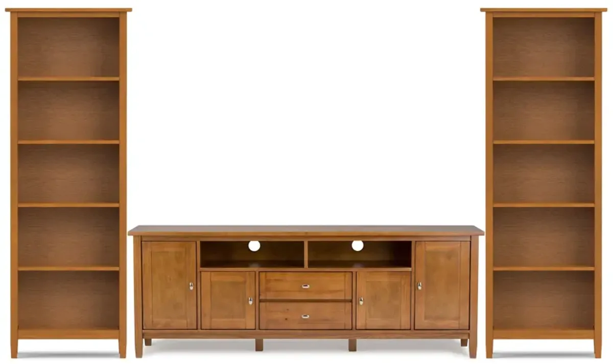 Warm Shaker 72 inch TV Stand with 26 inch Bookcases (Set of 3)