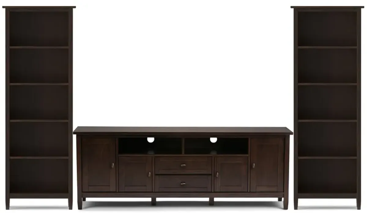 Warm Shaker 72 inch TV Stand with 26 inch Bookcases (Set of 3)