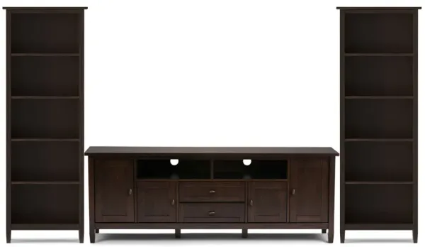 Warm Shaker 72 inch TV Stand with 26 inch Bookcases (Set of 3)