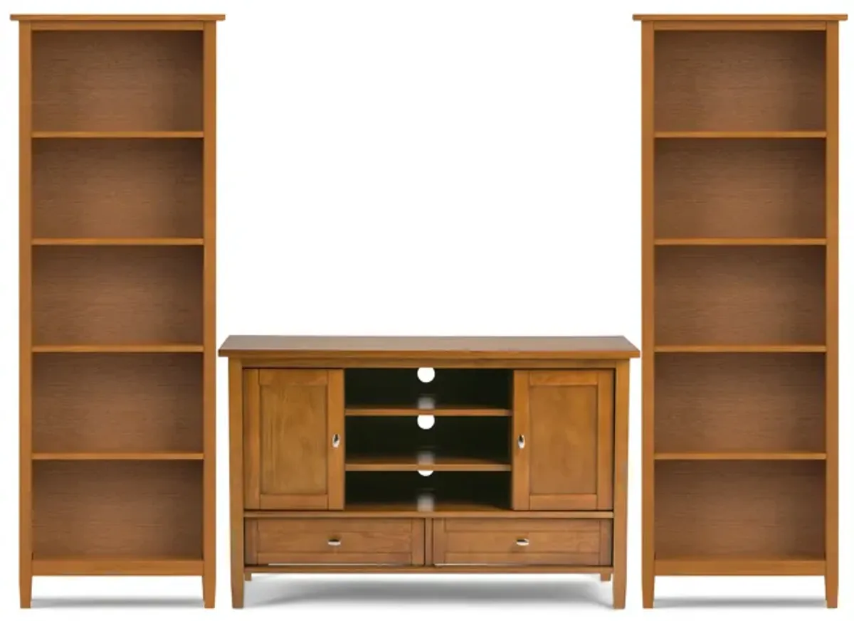 Warm Shaker 47 inch TV Stand with 26 inch Bookcases (Set of 3)