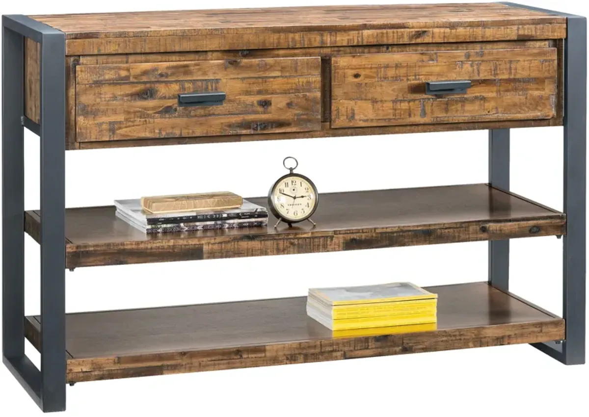 | Loftworks 2 Drawer Console Table | Distressed Brown