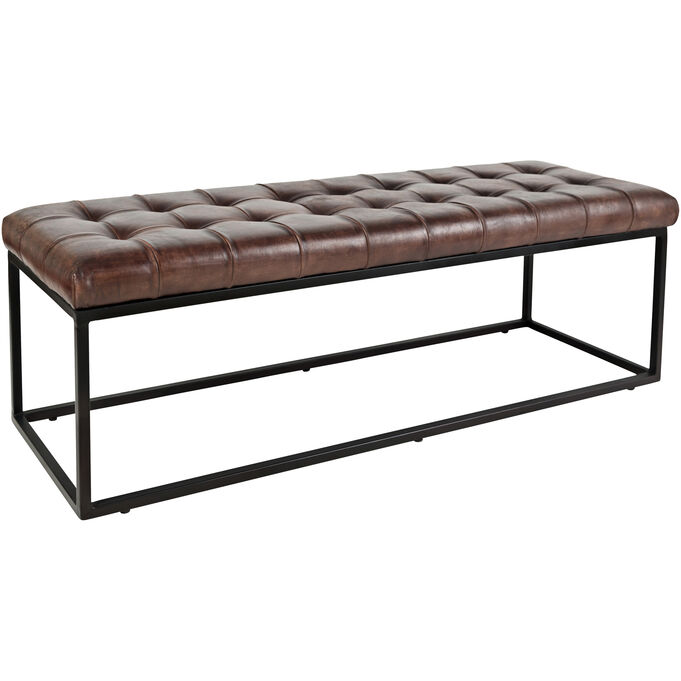 Strathmore Dark Sienna Leather Bench