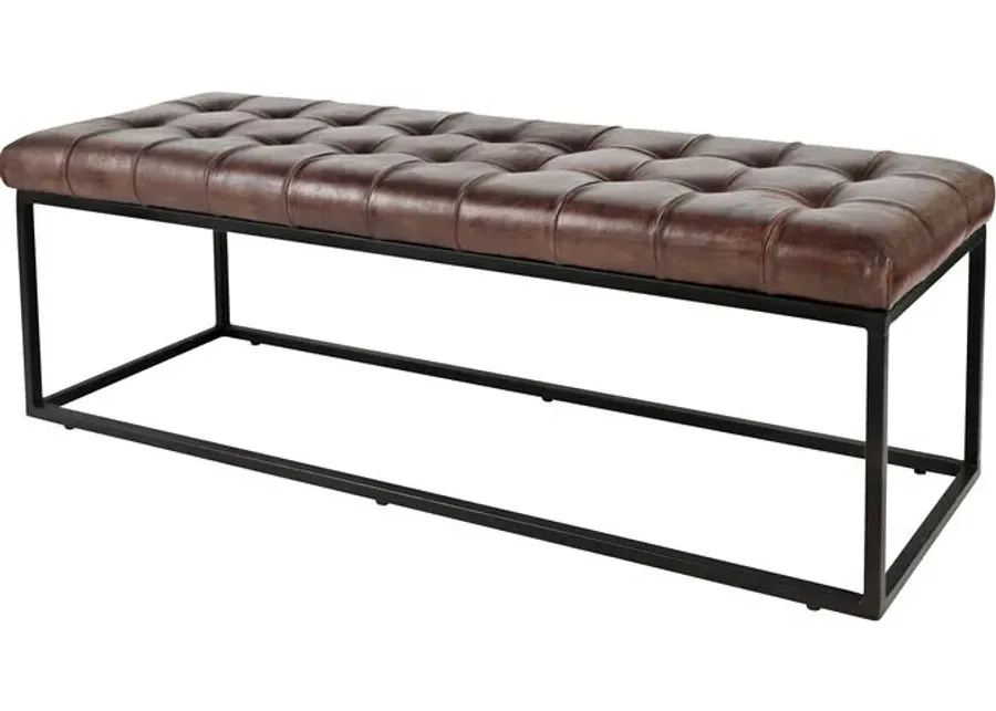 Strathmore Dark Sienna Leather Bench