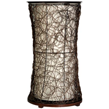Tiffin Rattan and Wood Accent Table Floor Lamp