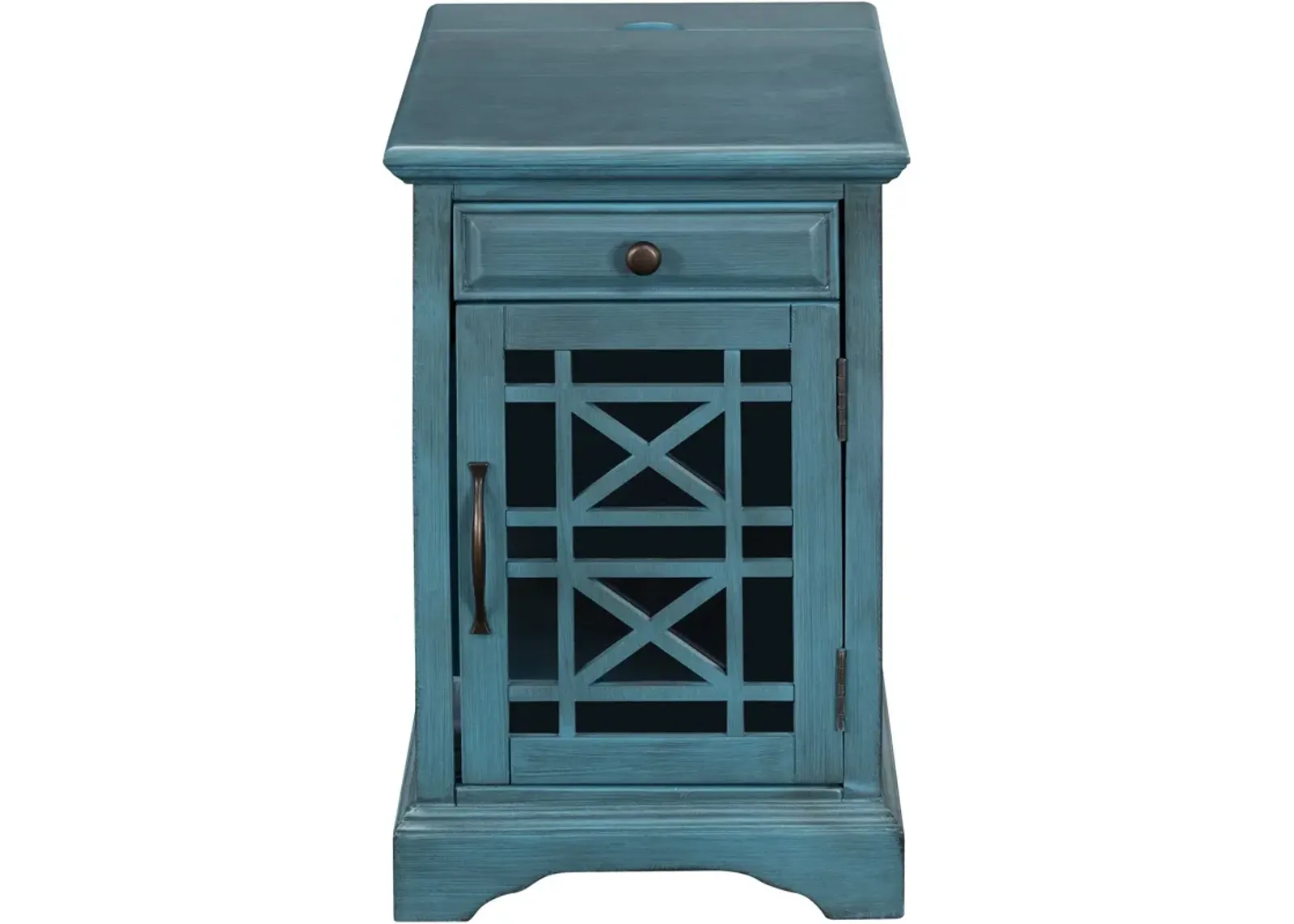 | Chilton Power Chairside Table | Antique Blue