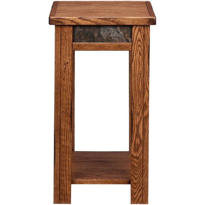 Evanston Antique Oak Rustic Chairside Table