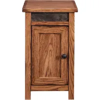 Evanston Antique Oak Rustic Storage Chairside Table