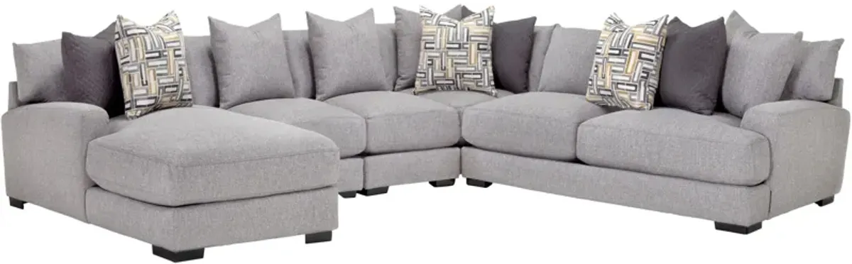 Wake 5 Piece Left Chaise Sectional and Ottoman