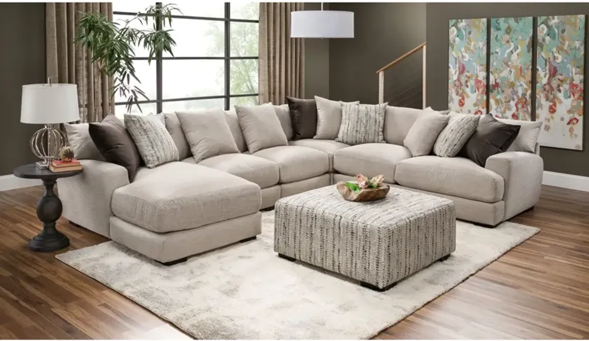 Wake 5 Piece Left Chaise Sectional and Ottoman