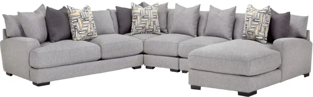 Franklin Wake 5 Piece Right Chaise Sectional and Ottoman