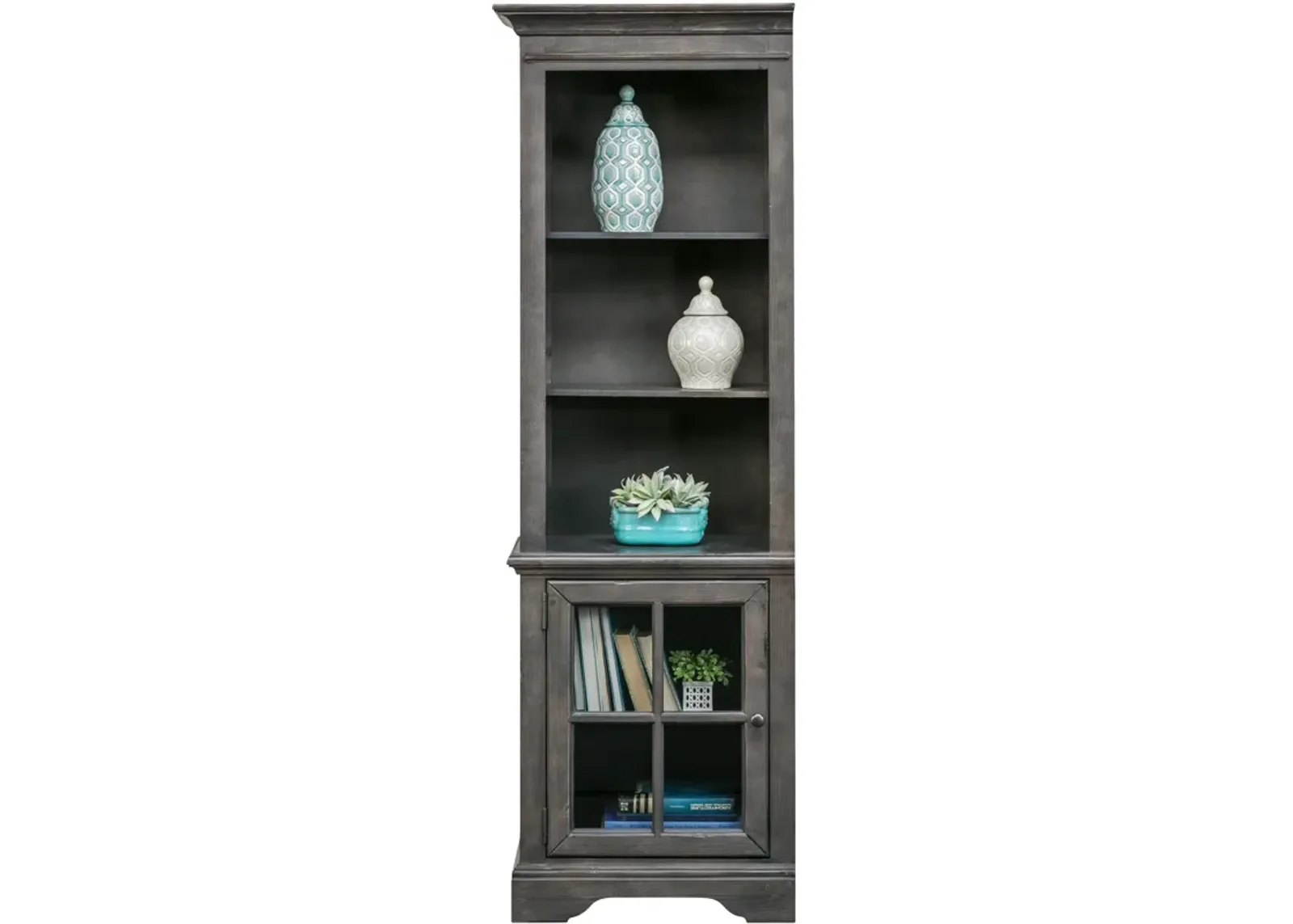 | Hyland Left Pier Bookcase | Antique Gray