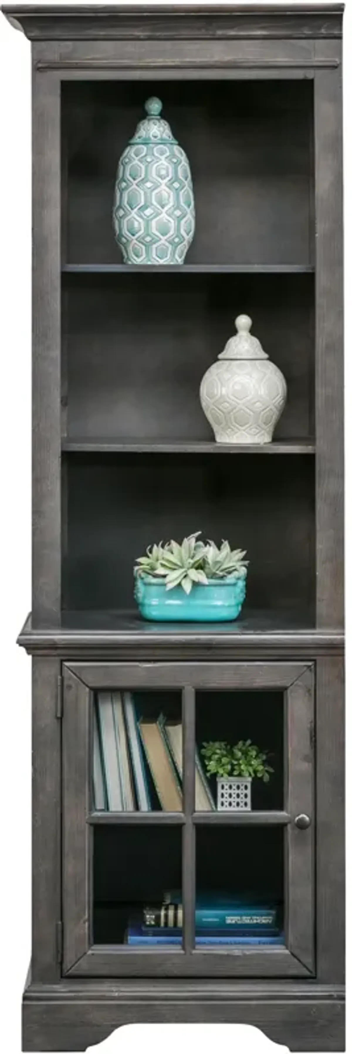 | Hyland Left Pier Bookcase | Antique Gray