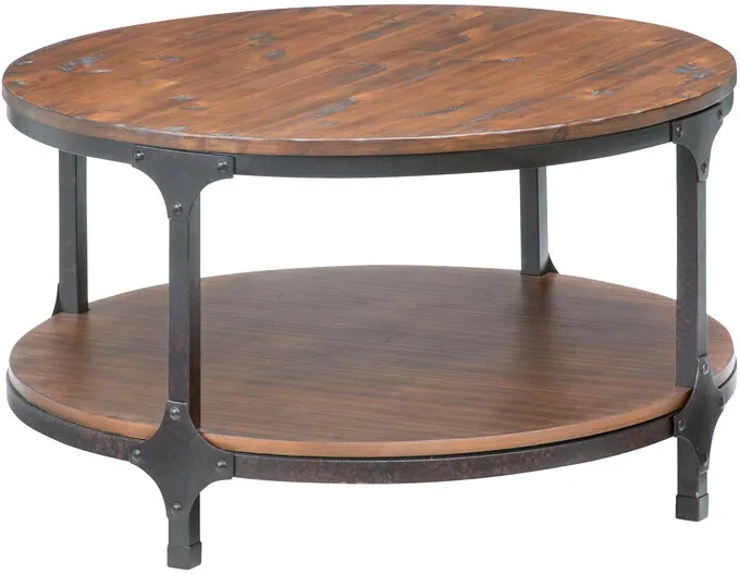 Abbott Distressed Pine Round Coffee Table