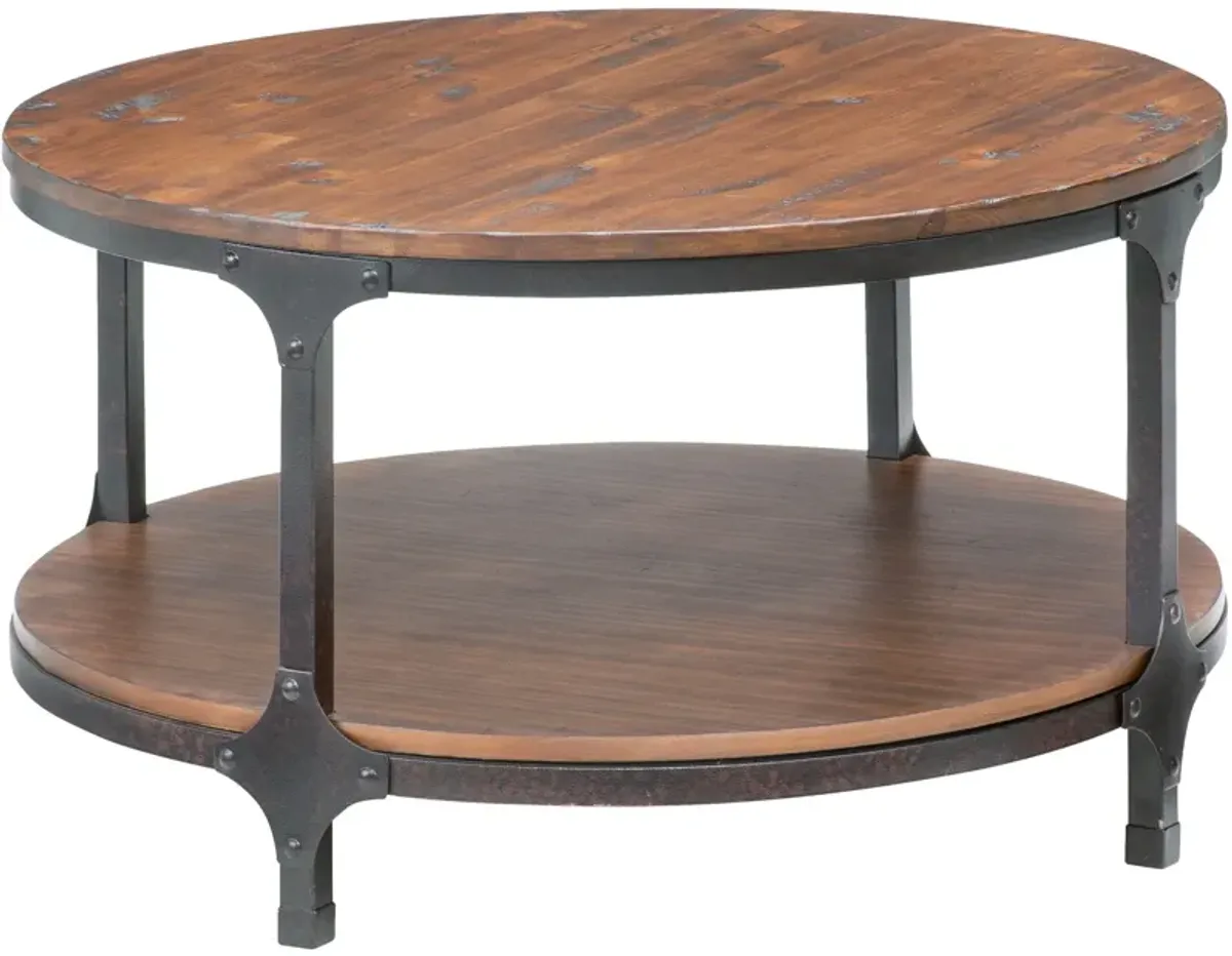 | Abbott Distressed Pine Round Coffee Table