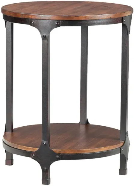 Abbott Distressed Pine Round Chairside Table