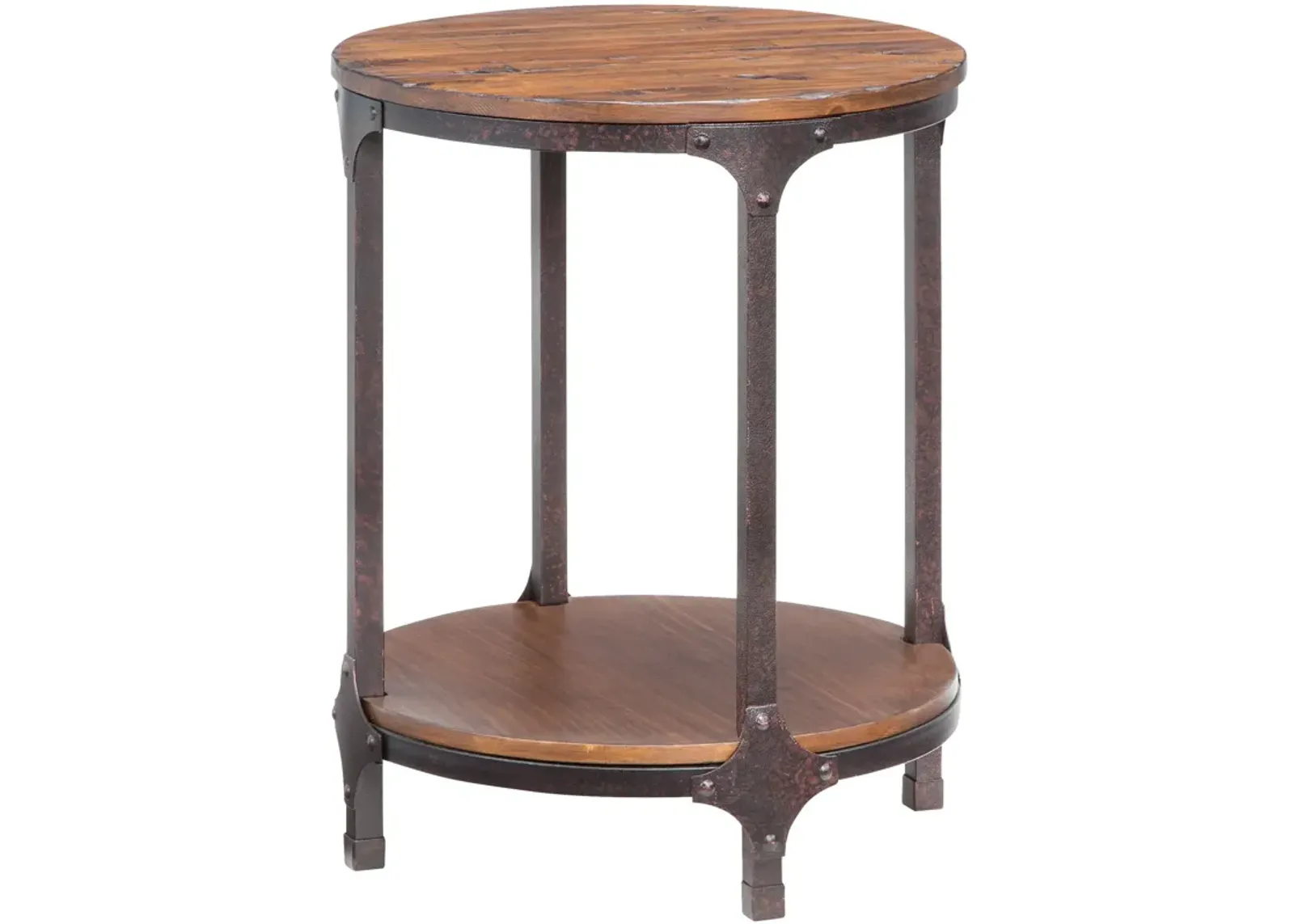 | Abbott Round Chairside Table | Distressed Pine