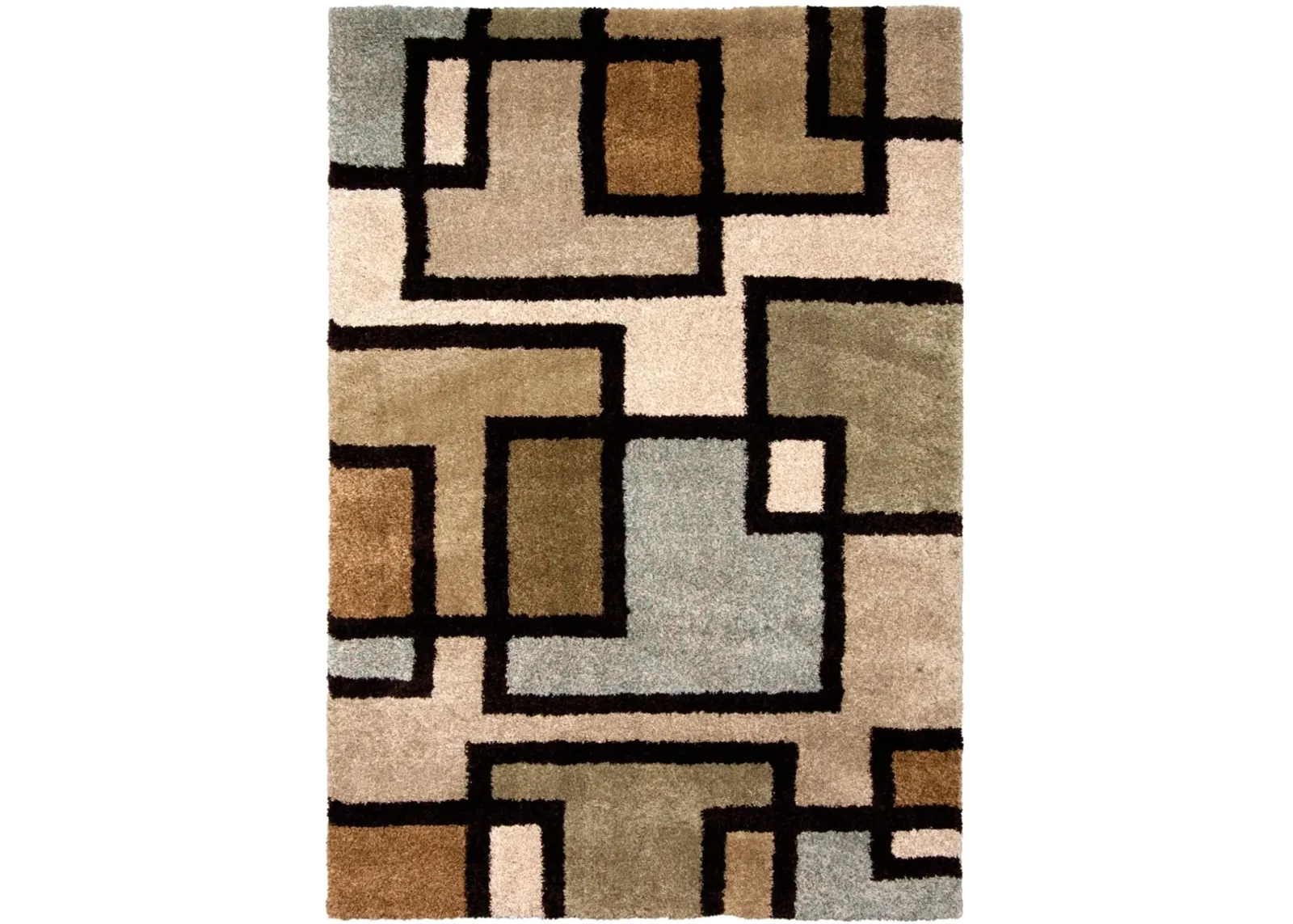 | Wild Weave Huffing | Tan/Blue Blocks 8'x10' Rugs