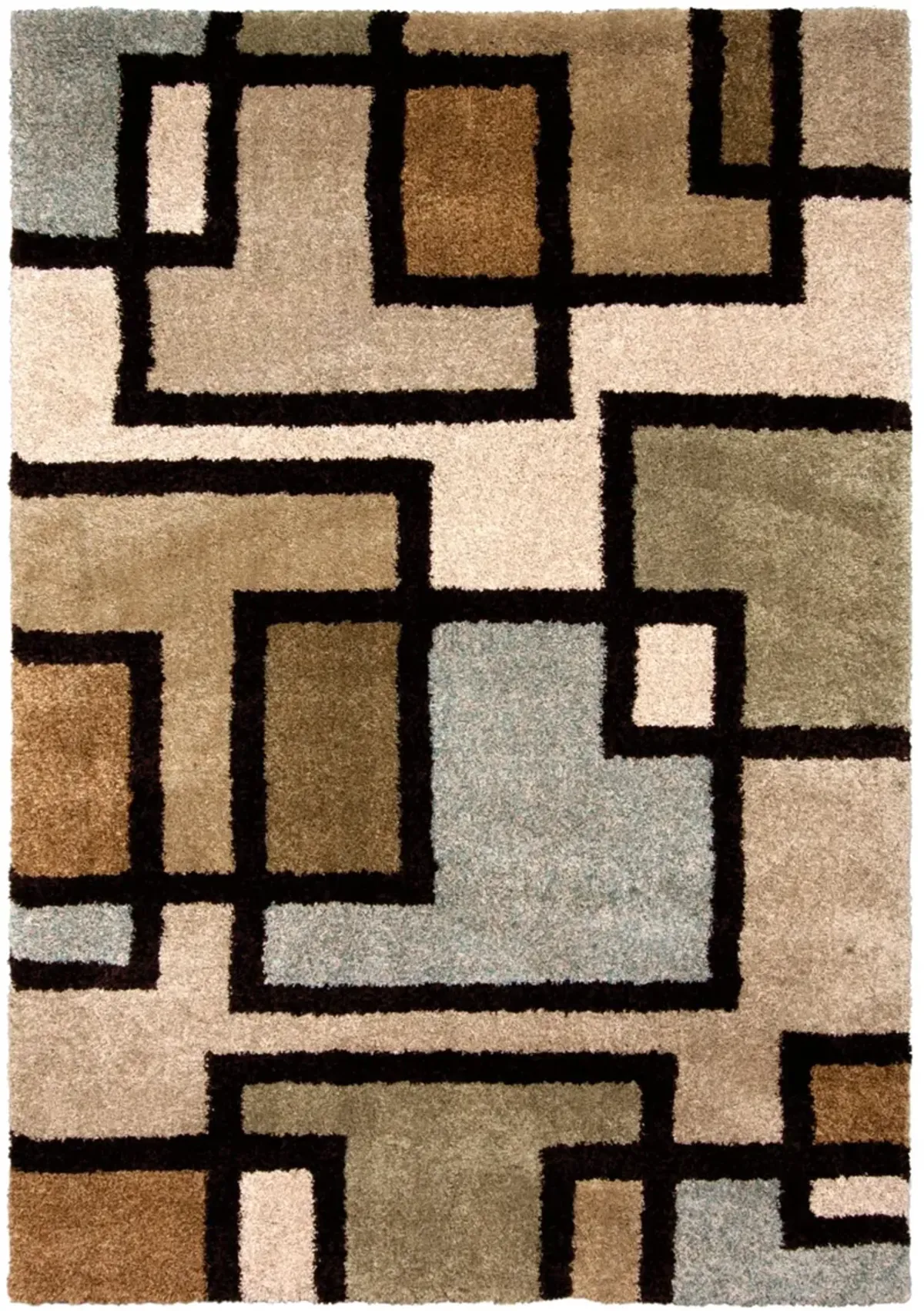 | Wild Weave Huffing | Tan/Blue Blocks 8'x10' Rugs