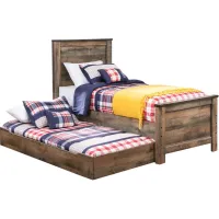 Trinell Rustic Plank Full Panel Bed with Twin Trundle