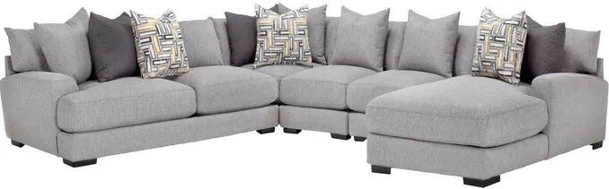 Wake Ash 5 Piece Right Chaise Sectional Sofa