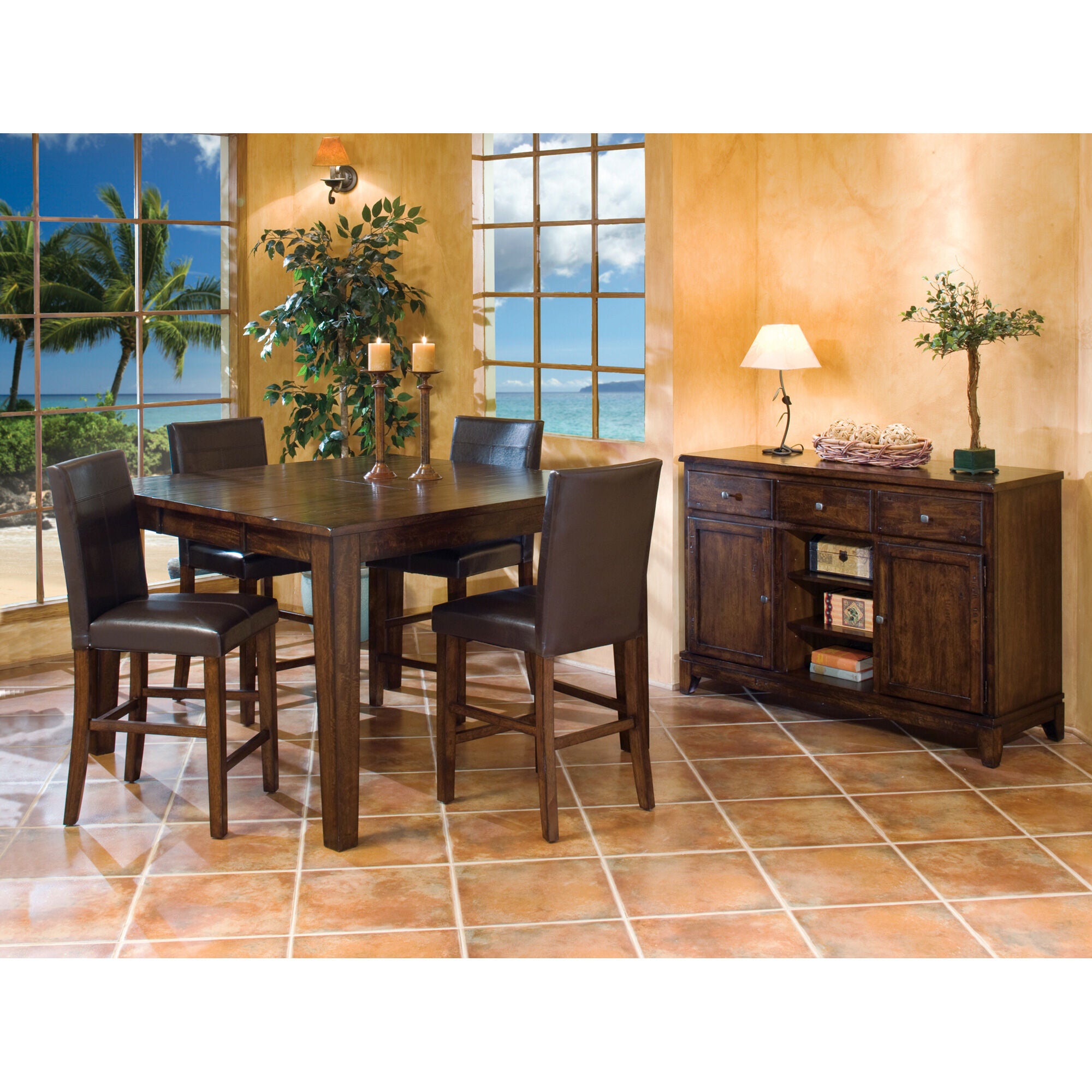 Intercon | Kona Parsons 5 Piece Counter Dining Set | Raisin