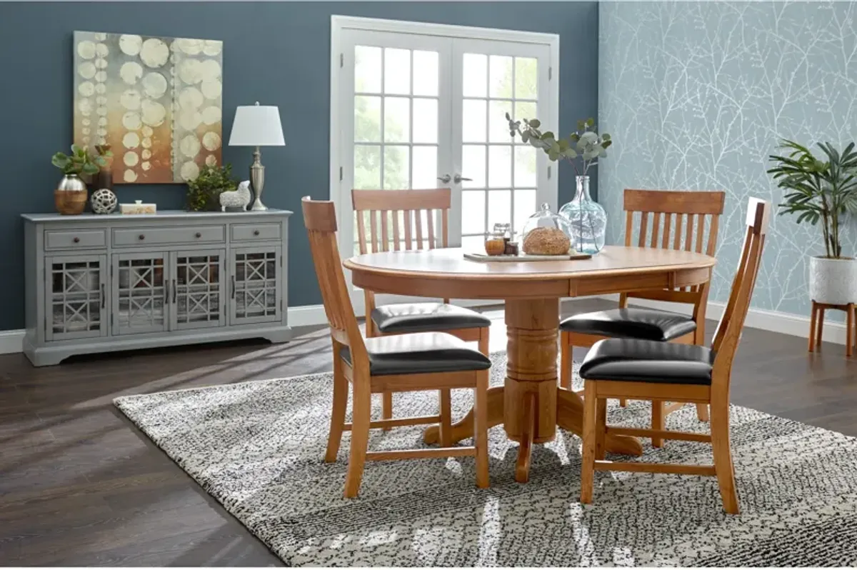 Jefferson 5 Piece Slat Back Pedestal Dining Set