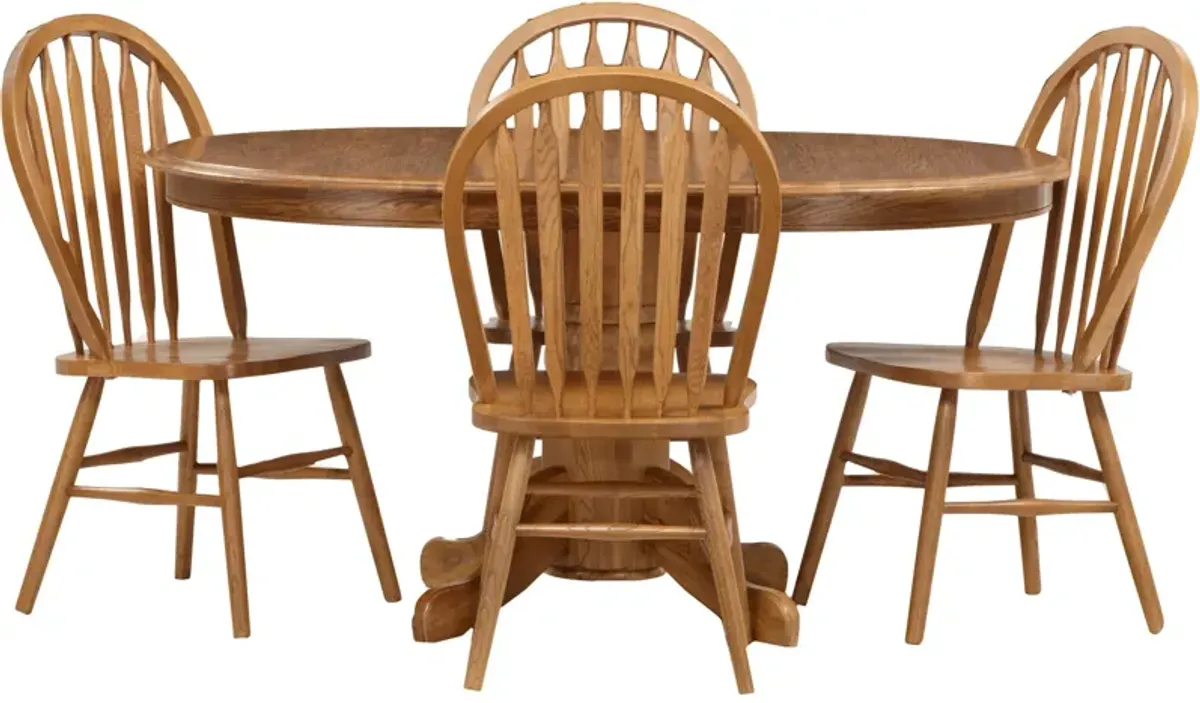 Jefferson 5 Piece Arrow Back Pedestal Dining Set