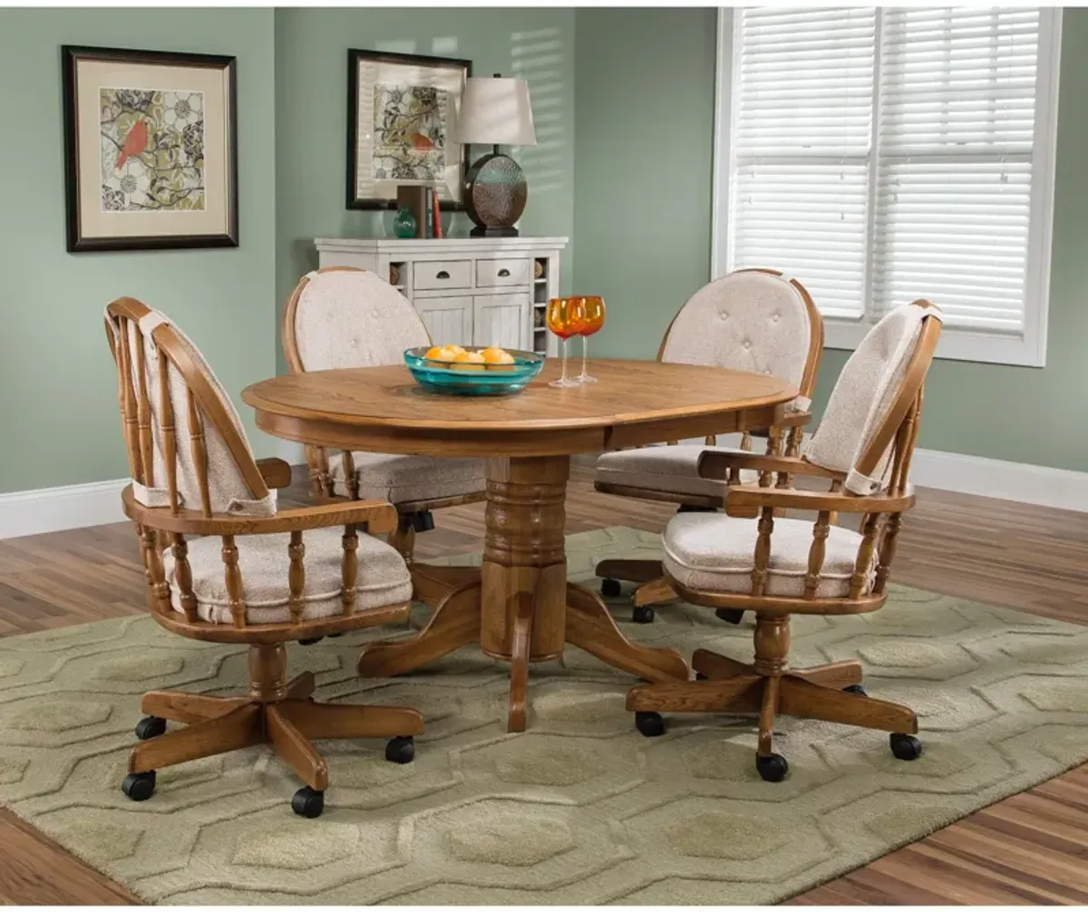 | Jefferson 5 Piece Curved Swivel Pedestal Dining Set | Chestnut