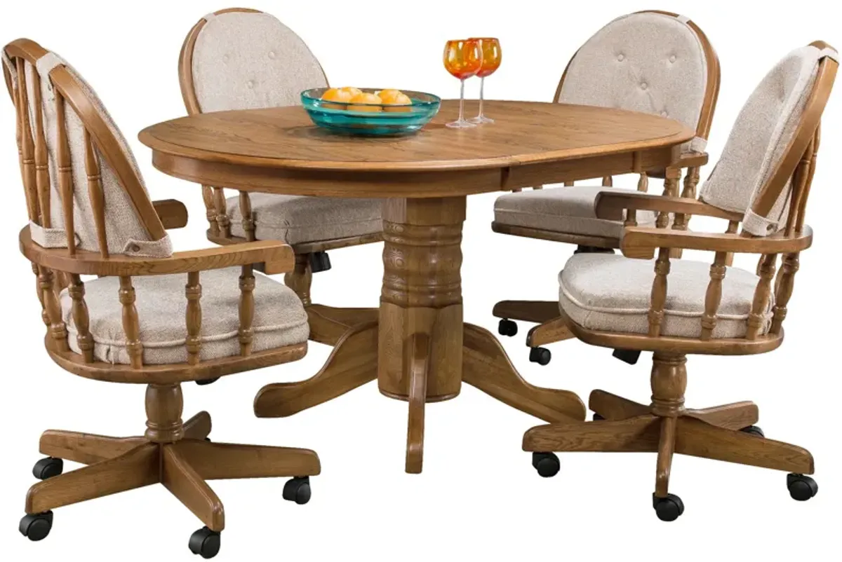 | Jefferson 5 Piece Curved Swivel Pedestal Dining Set | Chestnut