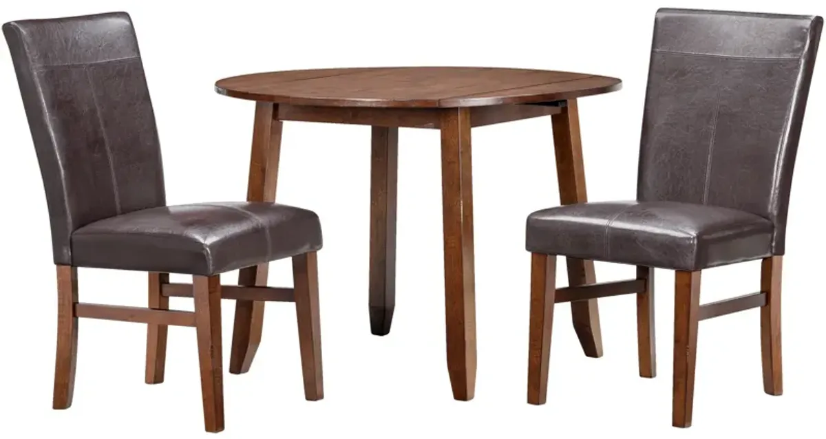 | Kona 3 Piece Parson Drop Leaf Dining Set | Raisin