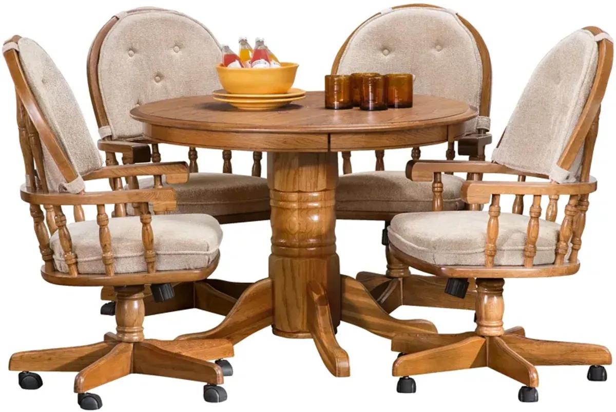 | Jefferson 5 Piece Curved Swivel Drop Leaf Dining Set | Chestnut