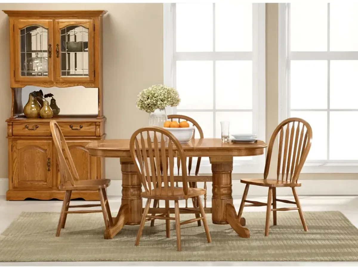 | Jefferson 5 Piece Arrow Back Trestle Dining Set | Chestnut