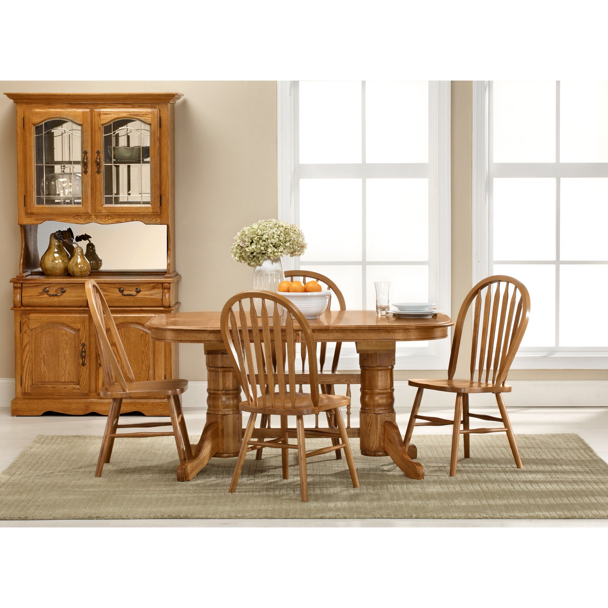 Intercon | Jefferson 5 Piece Arrow Back Trestle Dining Set | Chestnut