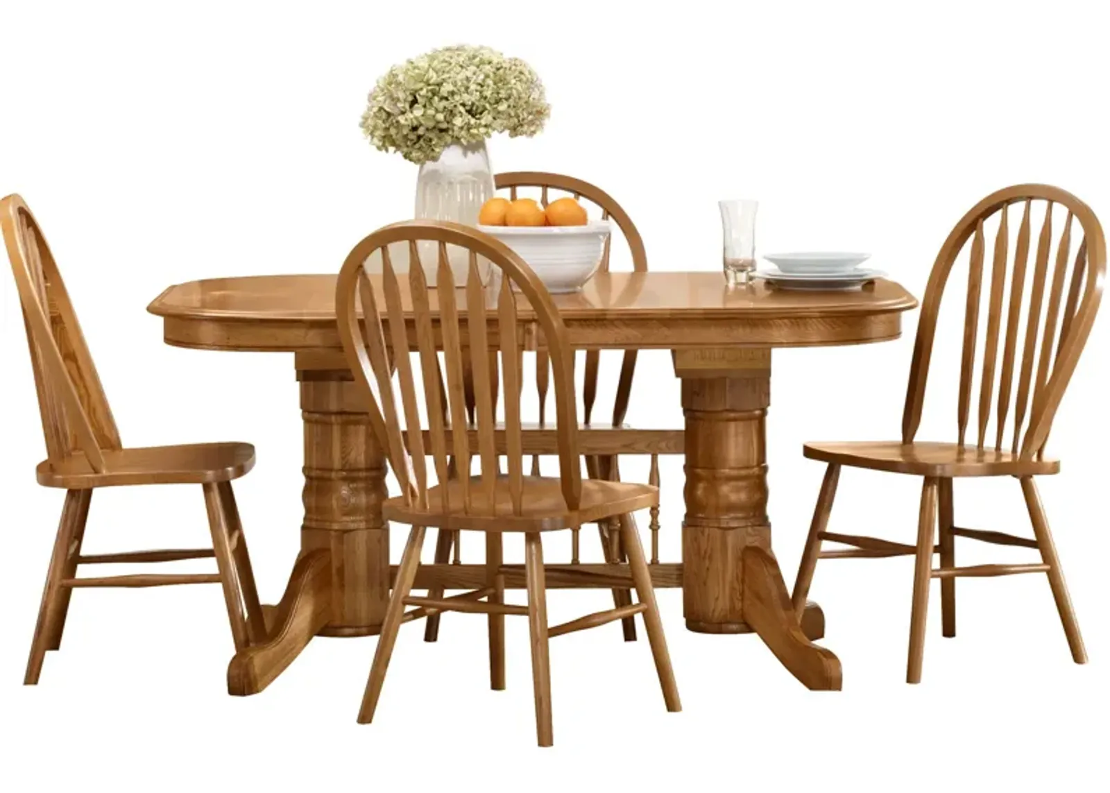 | Jefferson 5 Piece Arrow Back Trestle Dining Set | Chestnut