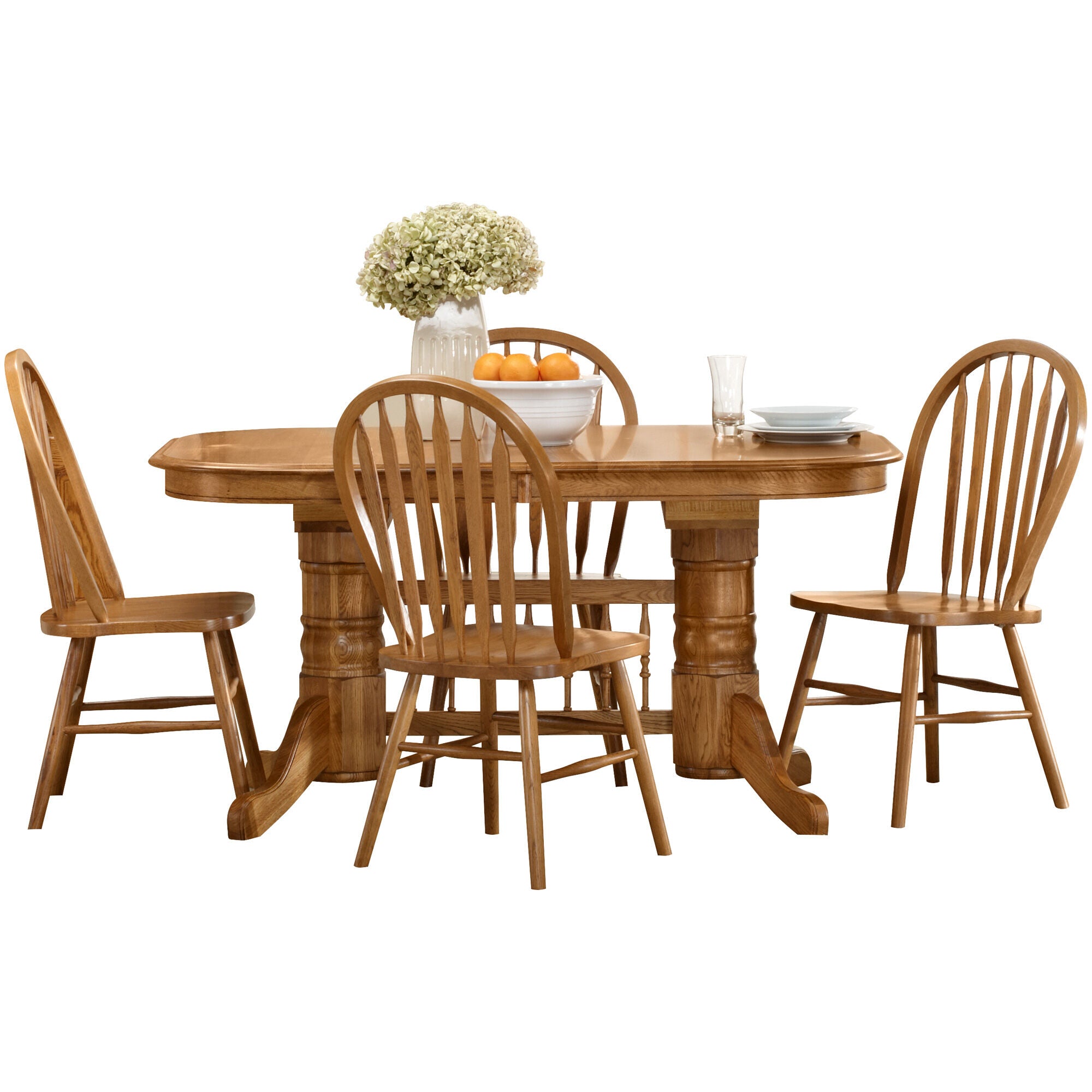 Intercon | Jefferson 5 Piece Arrow Back Trestle Dining Set | Chestnut