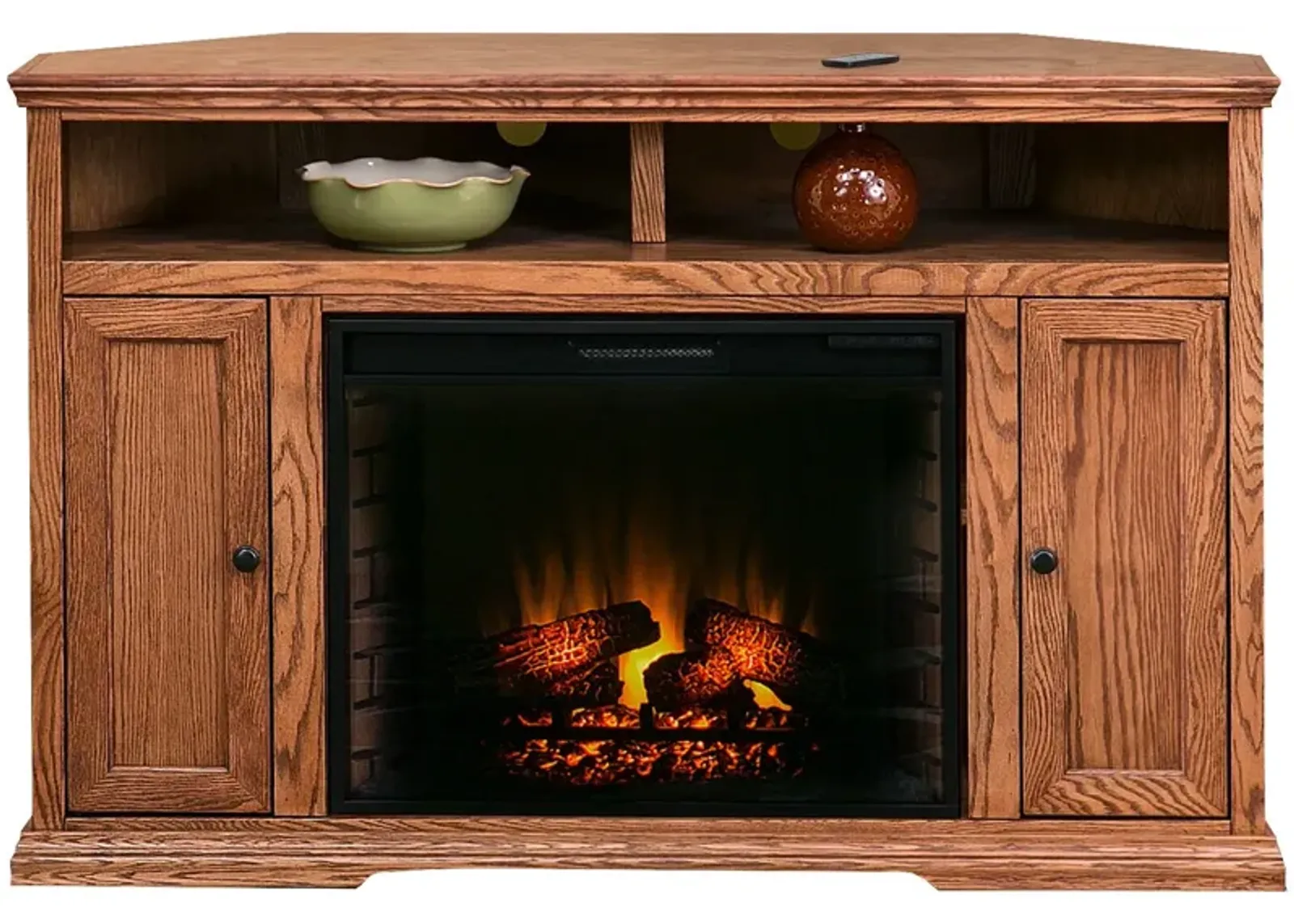 | Chambers 56" Corner Fireplace Console | Golden Oak