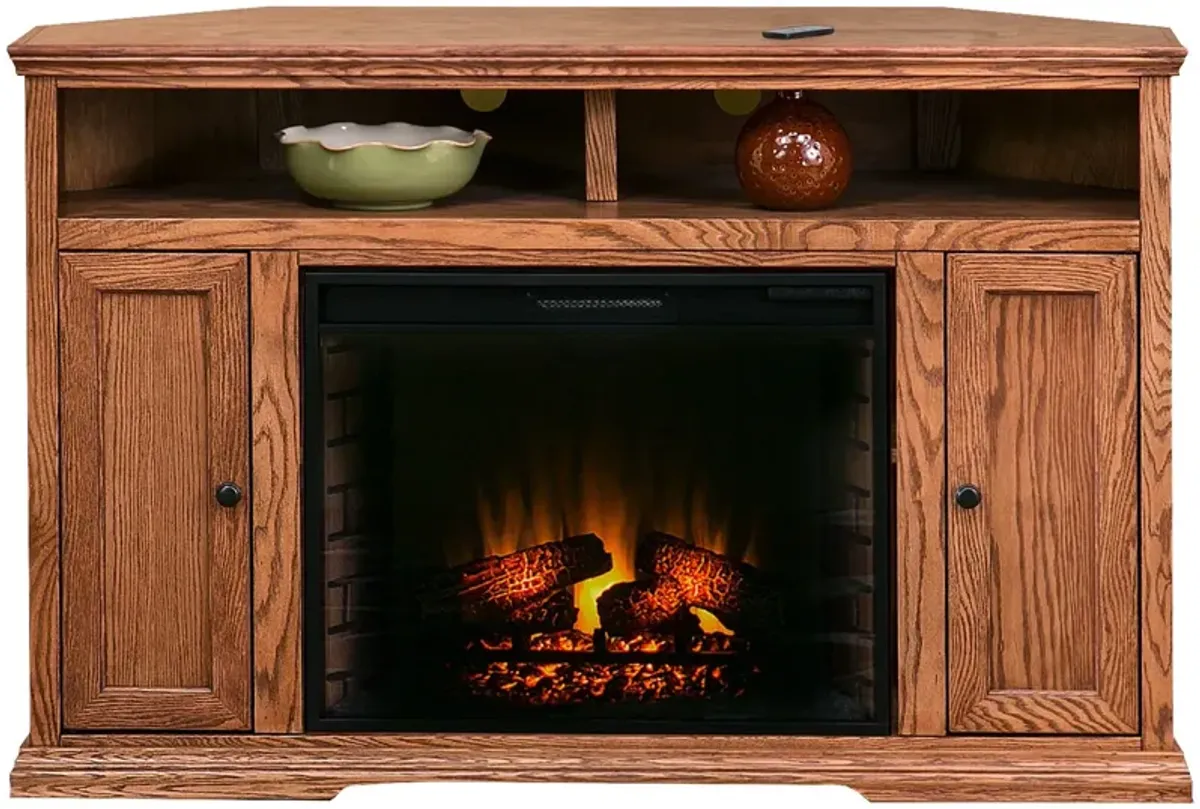 | Chambers 56" Corner Fireplace Console | Golden Oak