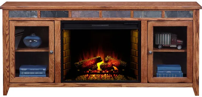 Evanston Antique Oak 72" High Boy Fireplace Console