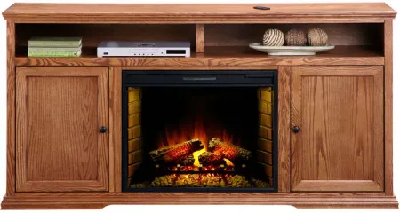 Chambers Golden Oak 72" High boy Fireplace Console