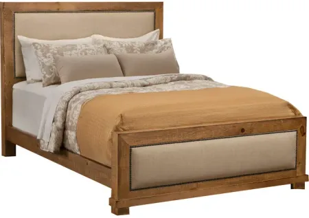 Willow Distressed Pine Queen Upholstered Bed