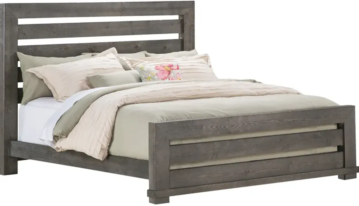 | King Willow Slat Bed | Distressed Pine