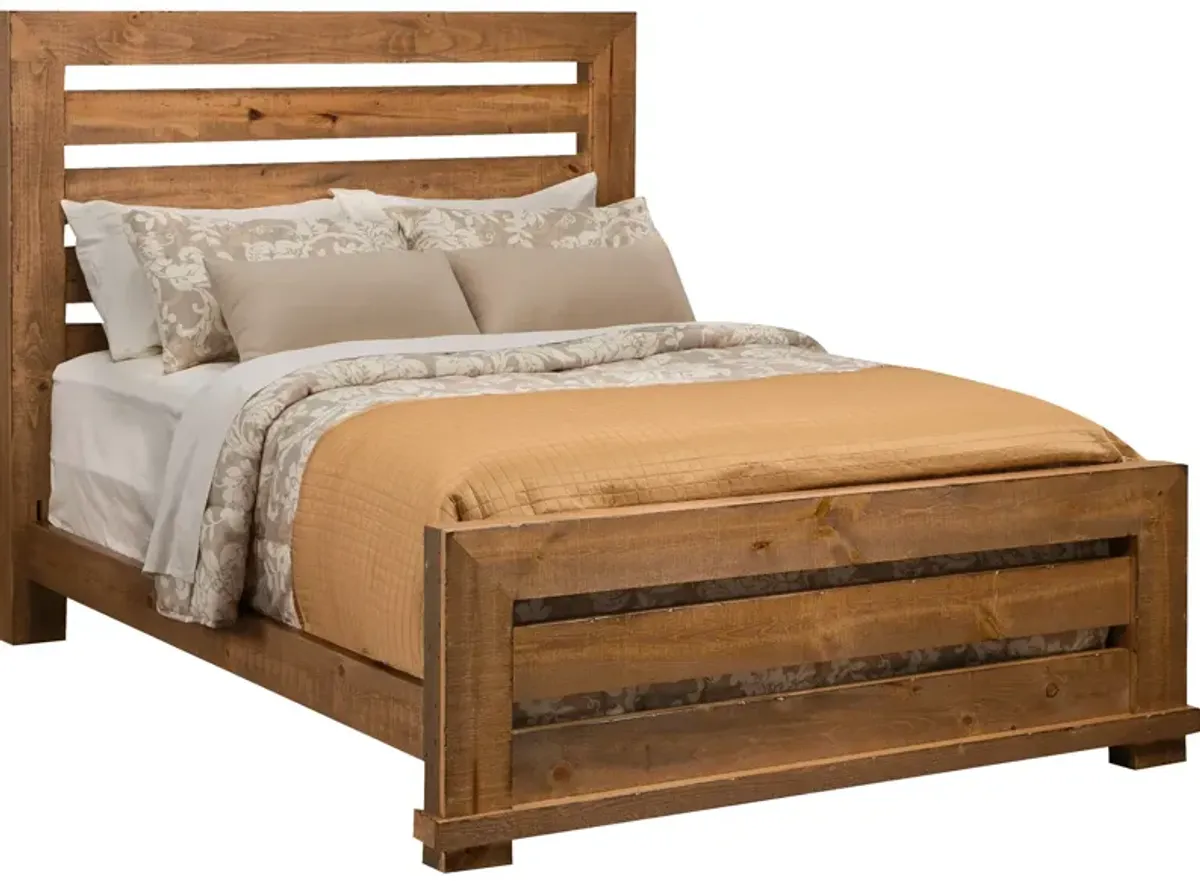 | King Willow Slat Bed | Distressed Pine