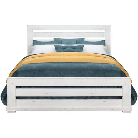 Willow Distressed White Queen Slat Bed