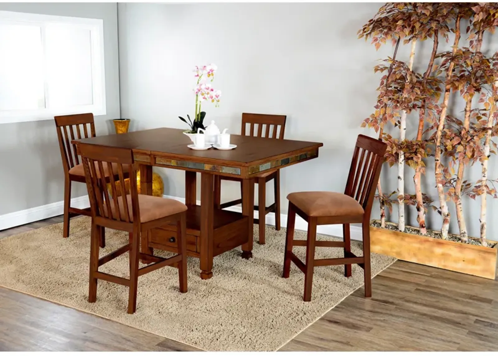 | Sedona 5 Piece Counter Dining Set | Rustic Oak