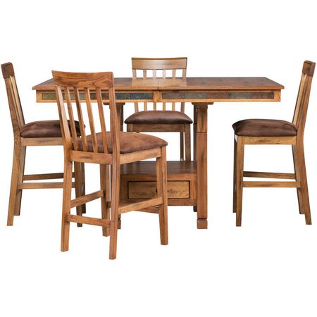 Sedona Rustic Oak 5 Piece Counter Dining Set