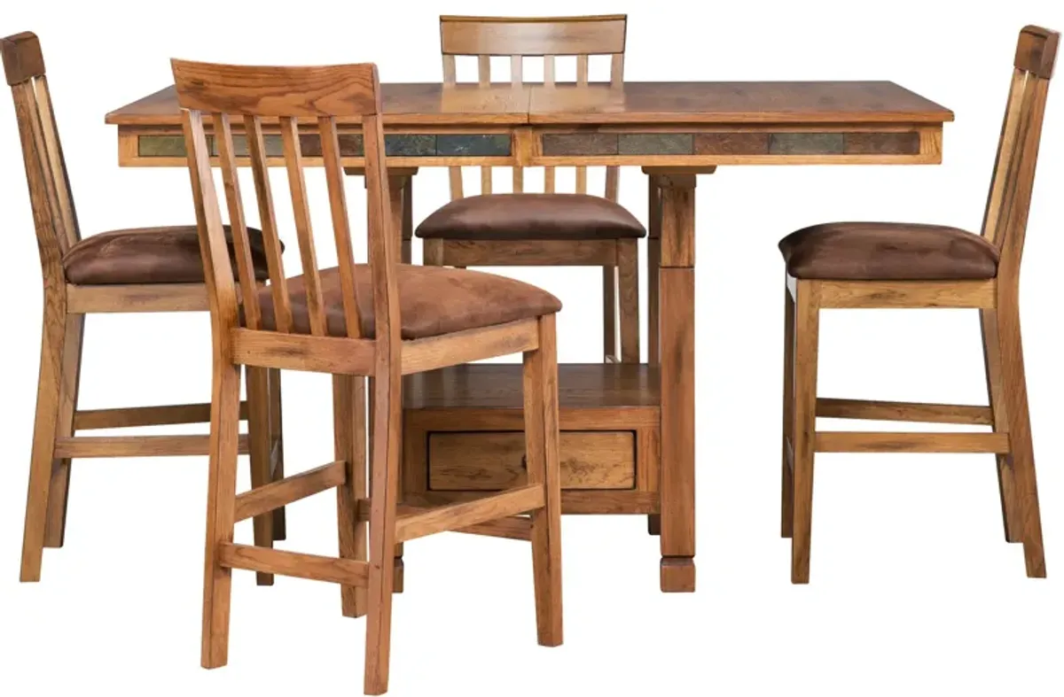 | Sedona 5 Piece Counter Dining Set | Rustic Oak