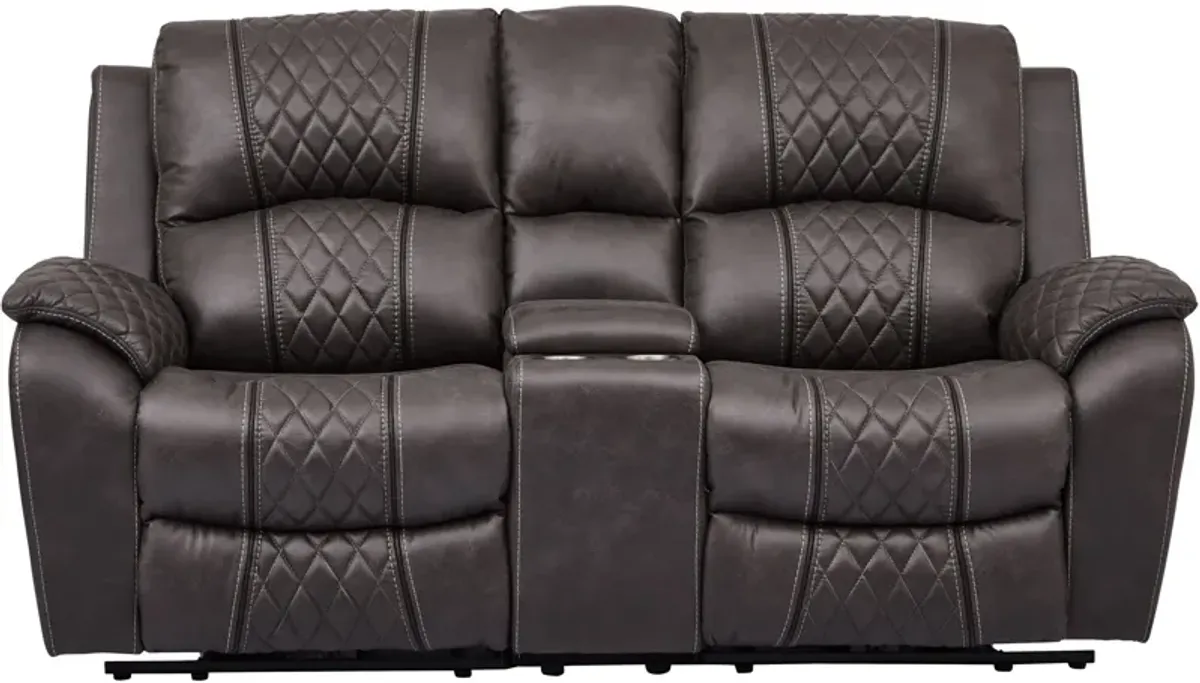 Starling Power Plus Storage Console Loveseat | Graphite