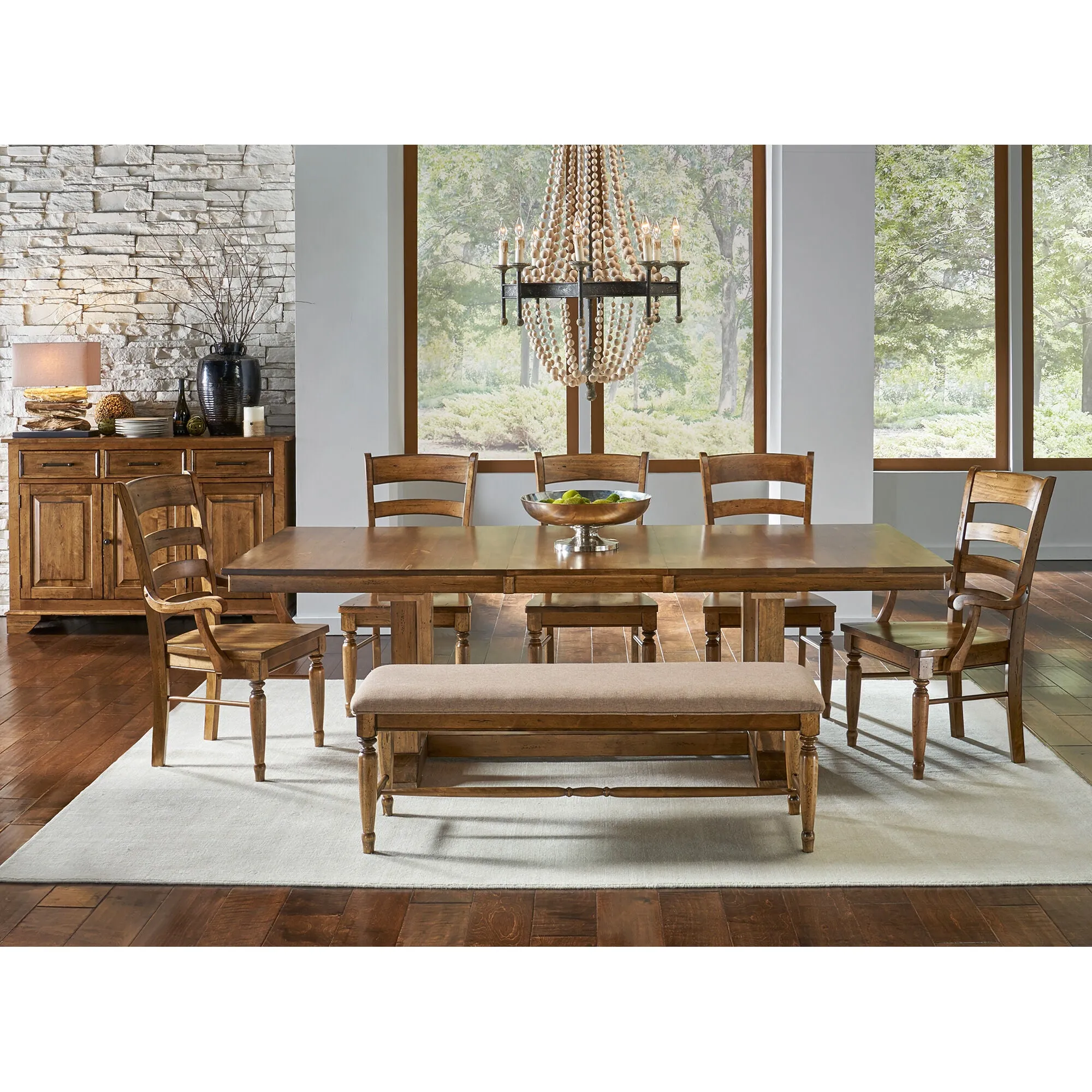 A America | Bennett 5 Piece Trestle Dining Set | Smokey Quartz