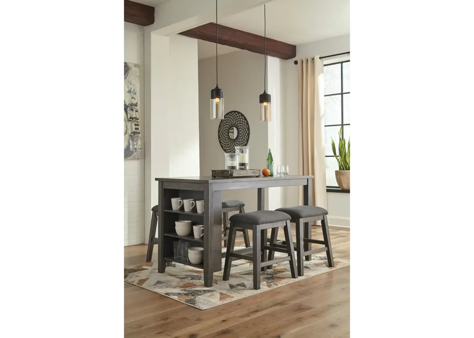 Ashley Furniture | Caitbrook 5 Piece Backless Counter Dining Set | Gray