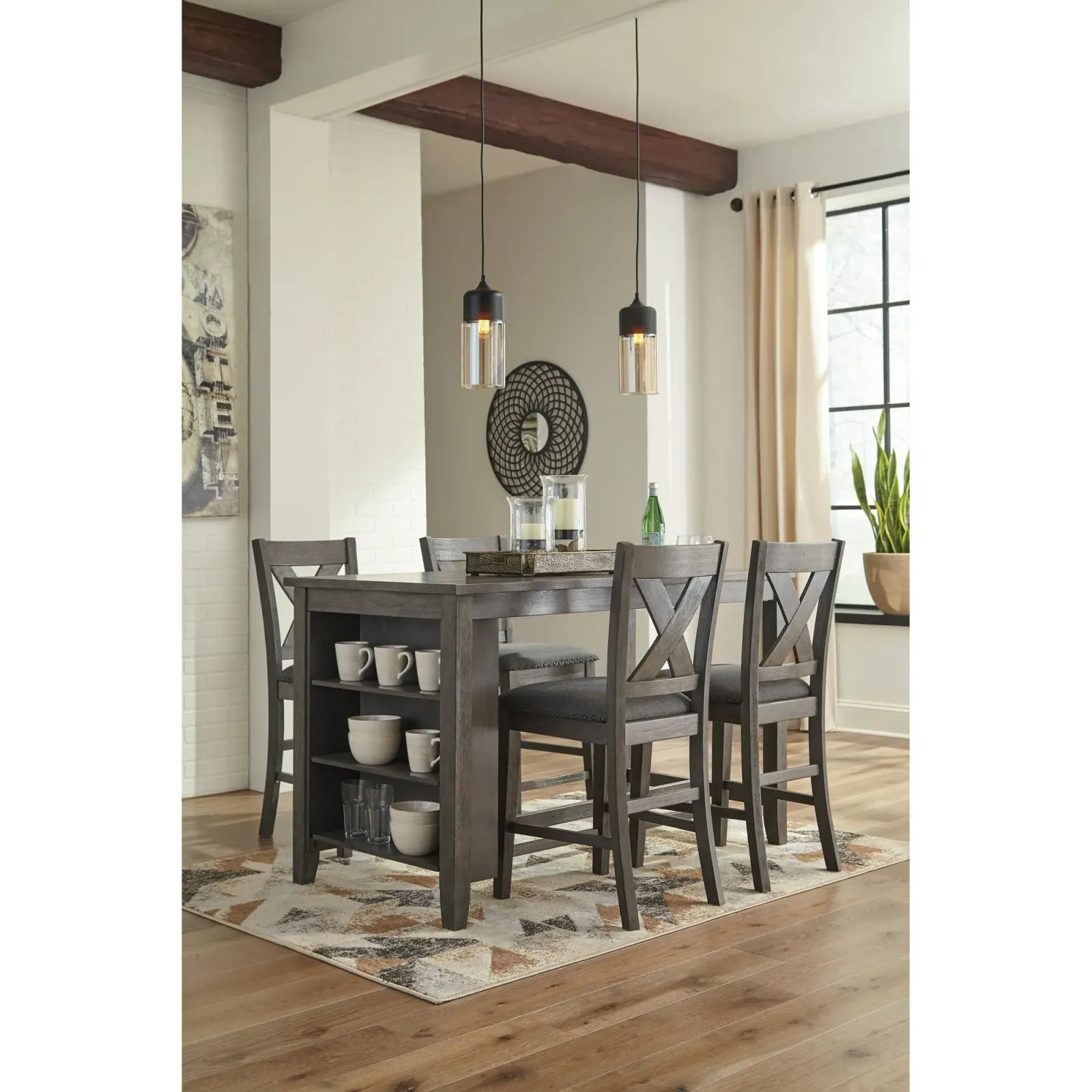 Caitbrook 5 Piece X Back Counter Dining Set